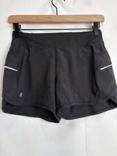 Athleta Girl Youth Size L /12 Black Side Pockets Lined Running Athletic Shorts