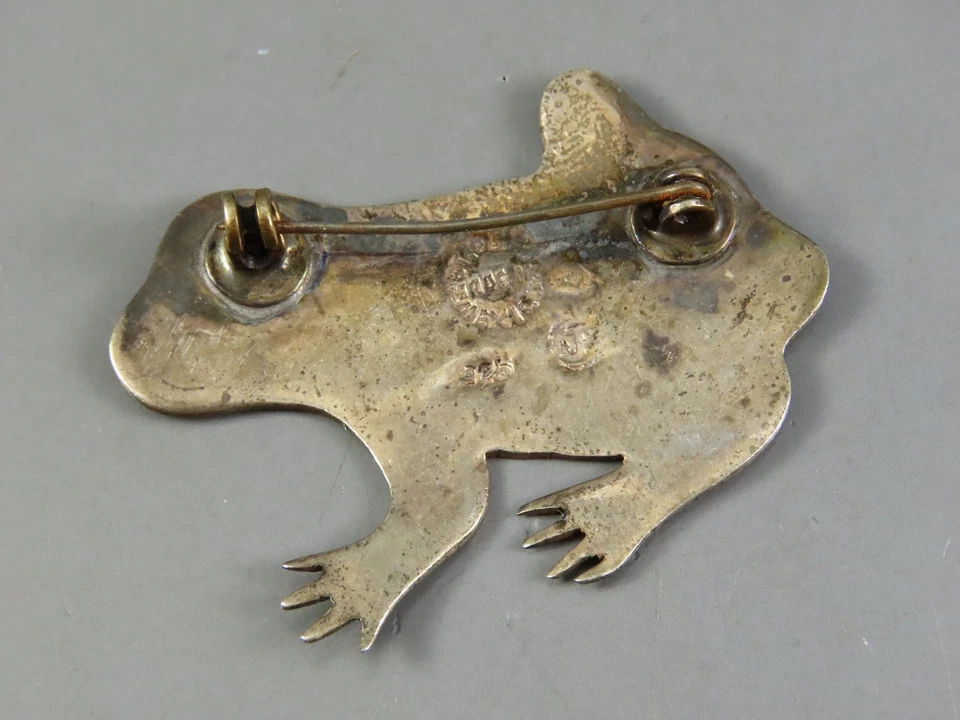 Broche JERONIMO FUENTES Taxco México PRATA ESTERLINA esmalte azul sapo sapo sapo sapo - Imagem 3 de 4