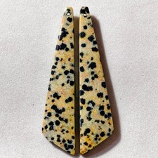 47 Cts Natural Dalmatian Jasper Drilled Pair Cabochon Gemstone 59 X 13.3 MM