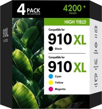910XL 910 Ink Cartridges 4 Pack Black Color for HP OfficeJet Pro 8010 8025 8030