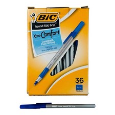 36 Pens BIC Xtra-Comfort Round Stic Grip Blue Ballpoint Pens Medium