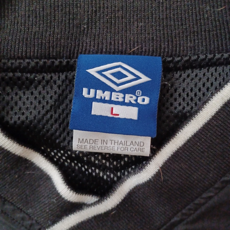 Vtg Umbro Windbreaker Mens L Black Ireland Soccer Team Pullover V Neck 2003 Y2K - Image 2 of 4