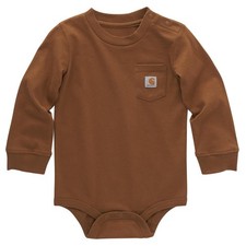 Carhartt Unisex Baby Long-Sleeve Pocket Bodysuit Carhartt Brown 3 Months Ca5002