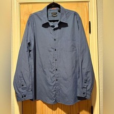 Van Heusen Traveler Dress Shirt Mens XL 17-17.5 Blue Plaid Classic Fit Button Up