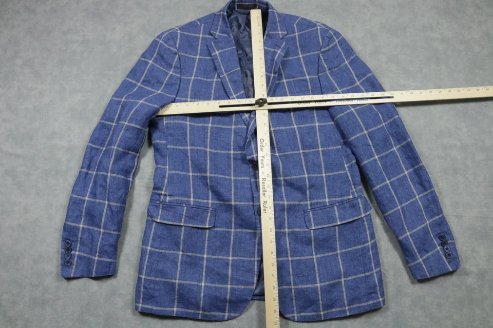 Blazer Lauren Ralph Lauren Para Hombres 40L Azul Lino Ventana Dos Botones Abrigo Deportivo Foto 4 de 4