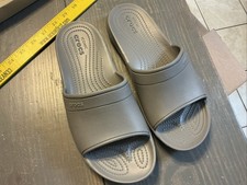 Crocs Iconic Comfort Classic Slides Sandals Women 10 Mens 8 Gray