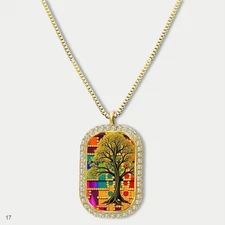 Stunning Colorful Tree of Life Pendant Necklace Chain Photo Dog Tag Chain Gift D