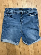 Judy Blue High Waist Blue Denim Jean Shorts Dark Wash Women's Size XL