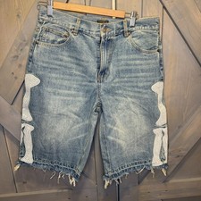 KAPITAL Denim Bone Embroidery Shorts