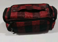Lug Trolley Travel Cosmetic Case Toiletry Bag Black Red Buffalo Plaid Vacation