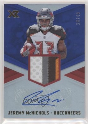 2017 Panini XR Rookie Swatch Blue 28/49 Jeremy McNichols #RSA-JM Auto RC 2t9