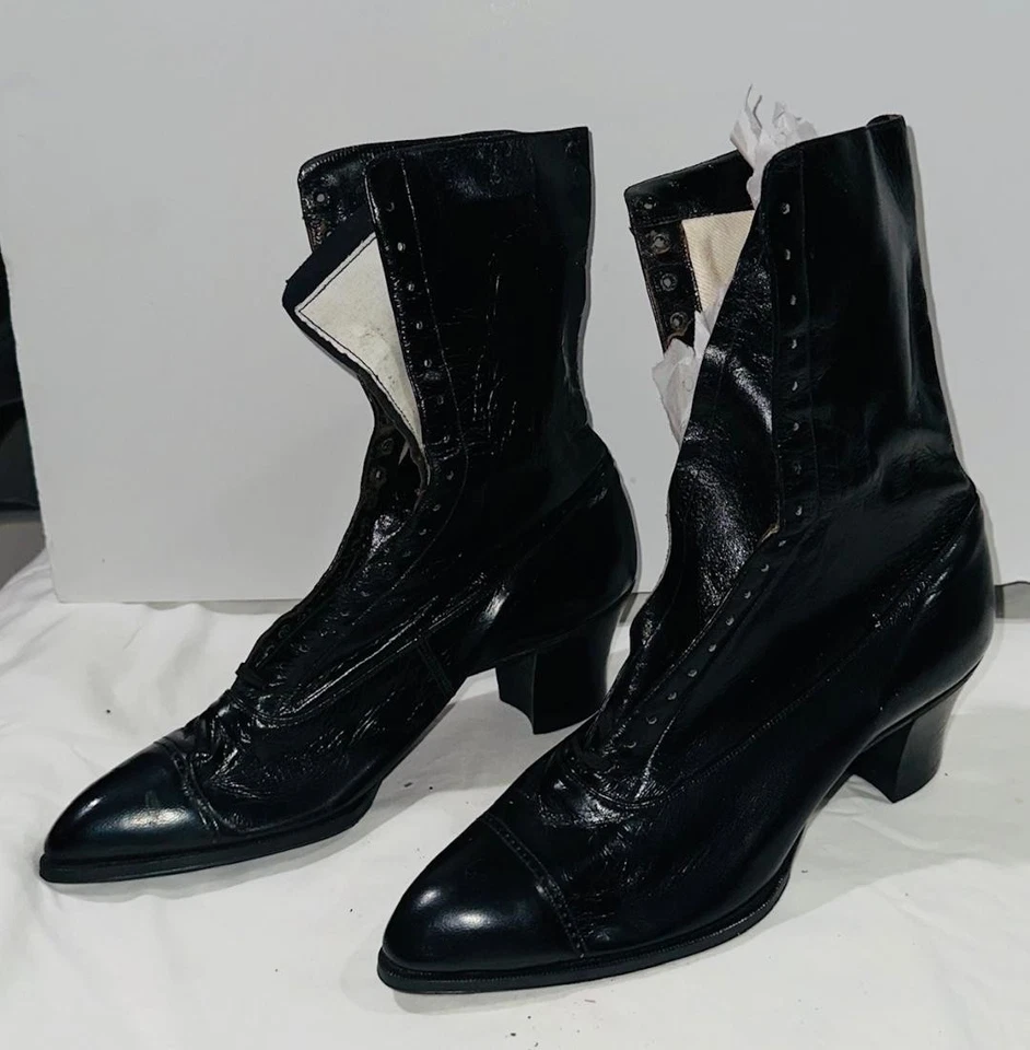 Antique The Selby Shoe Co. Edwardian Victorian Lace Up Black Boots New w/Issues - Image 4 of 4