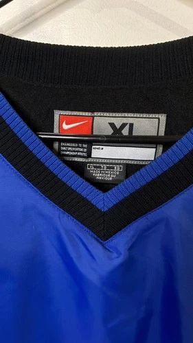 Nike Team Lined Windbreaker V Neck Pullover Blue Black XL image 2