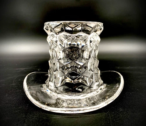 Vintage Fostoria American 3” Glass Crystal Clear Top Hat Toothpick Holder