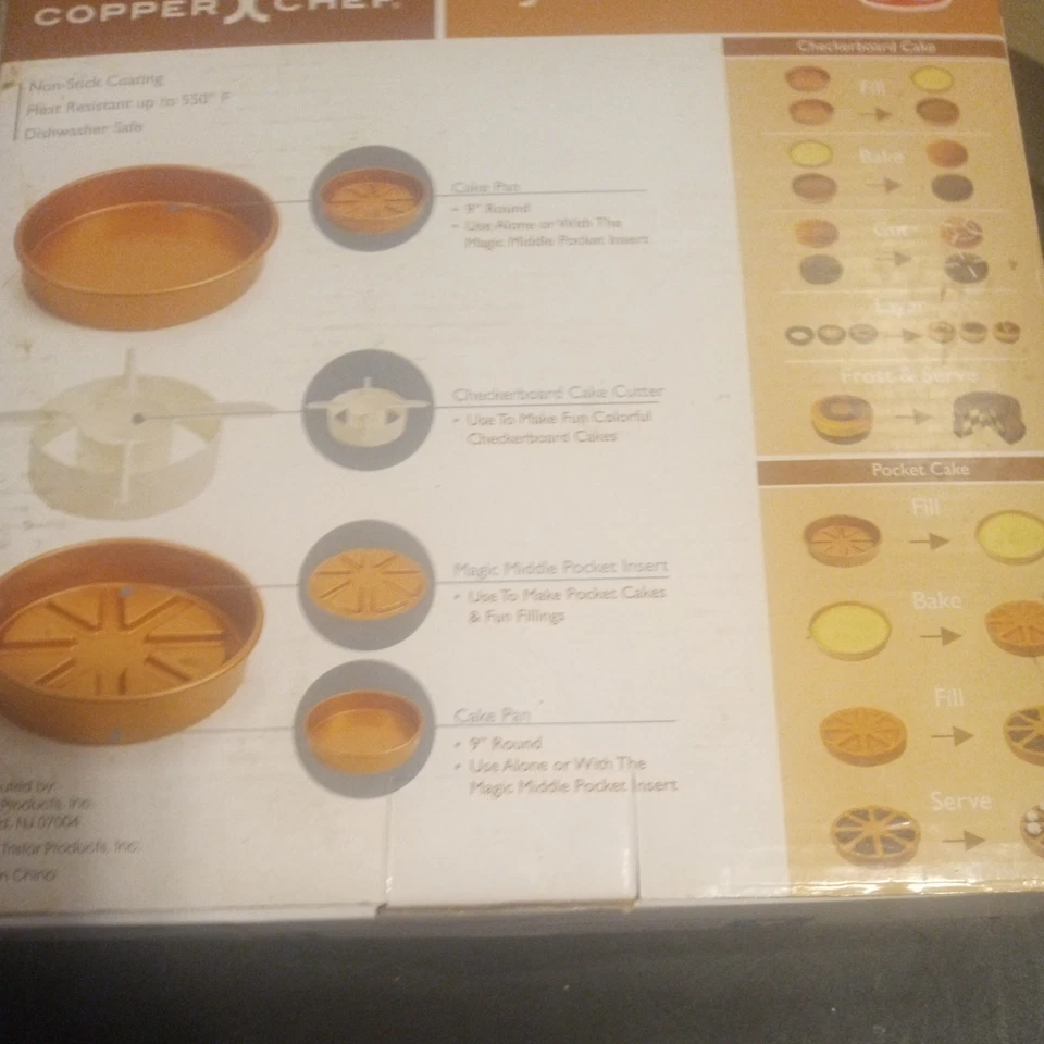 Медный шеф-повар идеальный торт сковорода 9»/делает 3 типа тортов/новый в коробке, как показано по телевизору - Изображение 2 из 4