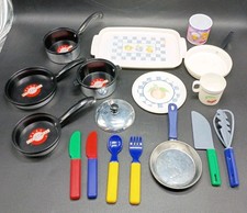 Kids Play Kitchen Utensils Plate Cup Farberware Pots Pans Pretend Play Mixed Lot