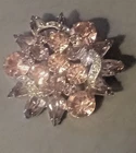 Vintage Eisenberg Silver Tone Pink & Clear Rhinestone Brooch. 2"