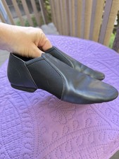 So Danca Black Leather Slip-On Jazz Dance Shoes Split Sole Size 3.5 M/B