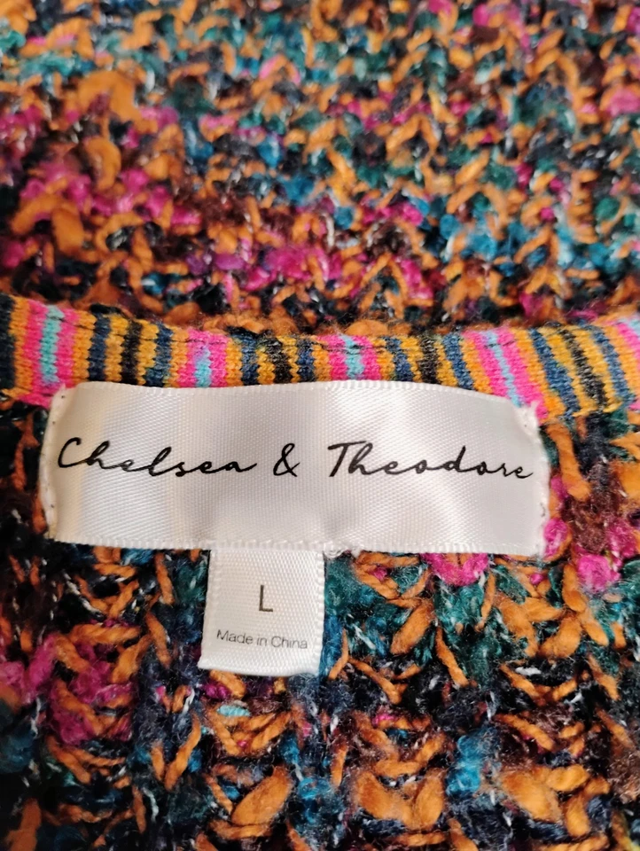 Chelsea &Theodore Women's L Multicolored Chunky Knit Cozy Sweater Holiday Party - Image 3 of 4