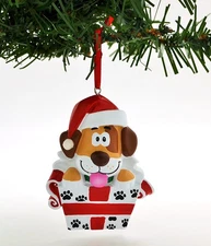 Pets Dog Puppy in Box Brown Personalized Christmas Tree Ornament