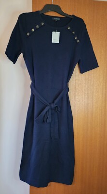 Portmans White Label 708850 Ladies Navy Blue Knit Short Sleeve Dress Size L  New | eBay