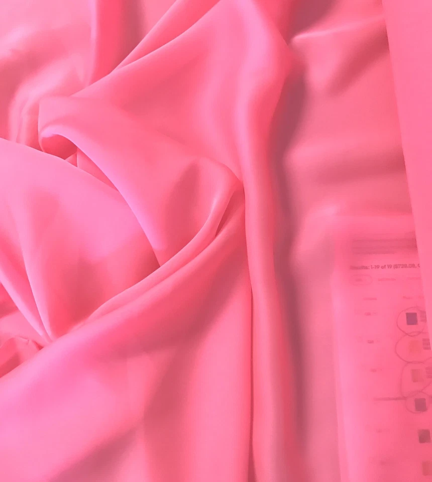 2.35 Yds-Fabulous BRIGHT HOT PINK Semi Sheer Billowy Solid Poly CHIFFON Fabric - Image 2 of 3