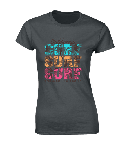 SURF SURF SURF LADIES T SHIRT SURFING SURFBOARD SUMMER BEACH CASUAL CLOTHING TOP - Picture 4 of 24