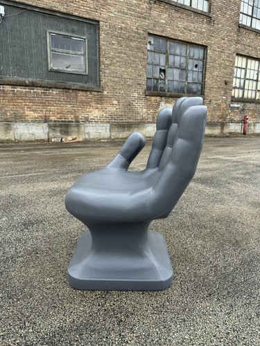 Dark Gray left HAND SHAPED CHAIR 32" tall adult size 70's Retro iCarly NEW - Picture 3 of 10