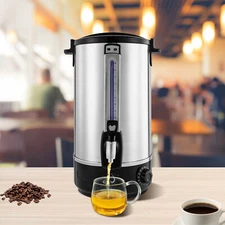 Double-layer Stainless Steel Commercial Water Bucket, 110V Electric Coffee Maker
