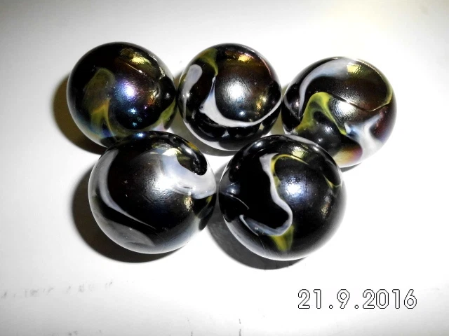 5 Murmeln Supernova ca. 35mm - Glasmurmeln, Murmel, Glaskugel (108180)