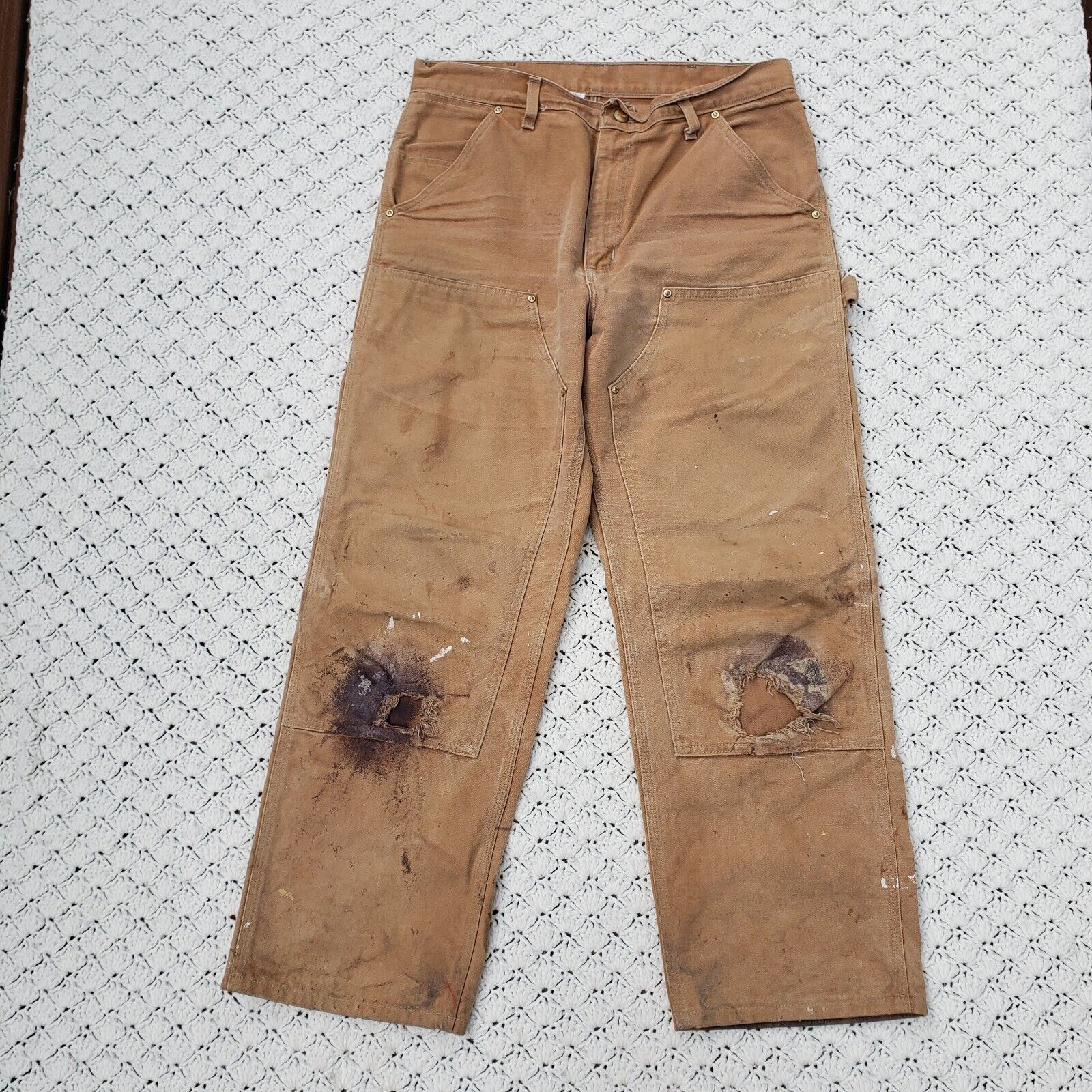Vtg Carhartt Distressed B01 Double Knee Canvas Ca… - image 3