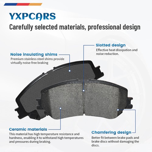 For 2014 2015 2016 2017 2018 - 2022 Jeep Cherokee Front Rear Ceramic Brake Pads - Picture 2 of 6