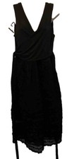 4C Collective Women's Lined Long Wrap Dress, Black, Small