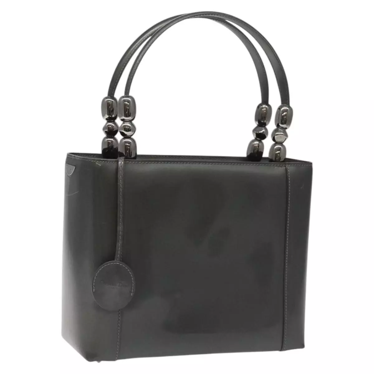 Sac à main Christian Dior Maris perle cuir verni argent authentique bs23008