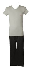 Men's pajamas short sleeve V-neck long trousers in cotton fabric EMPORIO ARMANI