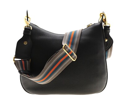 セール★PRADA★1BC166 Prada Hobo Web Strap Shoulder Bag Black Leather 1BC166 New