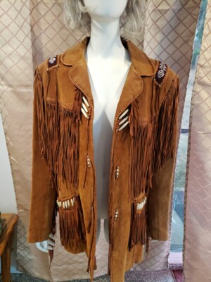 Chambers Arturo Men's 44 Brown Vintage Leather Beaded Western