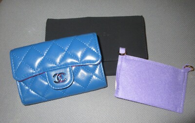Chanel Flap Card Holder Rare Blue & Fuchsia Combo Iridescent