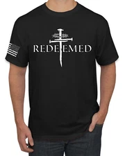 Redeemed Cross Jesus Christ Nails Faith Men TShirt