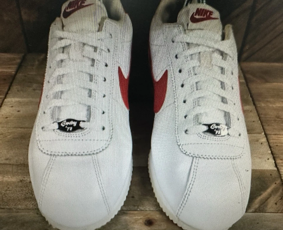 Nike Clásico Cortez Hombres Talla 7 Zapatos Forrest Gump Cuero Blanco Rojo Azul Foto 4 de 4