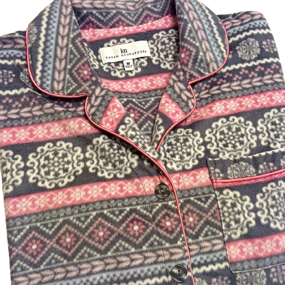 Conjunto de Pijama Karen Neuburger Talla M Rosa Gris Vellón Isla Justa Invierno Nieve Azteca Foto 4 de 4