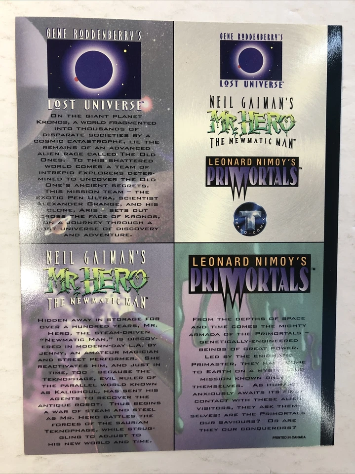 Gene Roddenberry’s Lost Universe Oversized Promo Card (1995) Tekno Comix | - Image 2 of 2