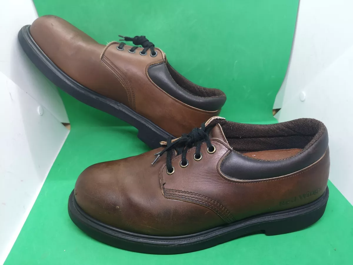Vtg Red Wing Engineer Shoes Ansi Z41 PT99 Men's Siz 10.5 Steel Toe Brown Leather