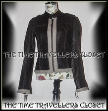 Rare Allsaints Cecylia Aged Brown Leather Raw Edged Bomber Jacket Uk 8 36 4 £325