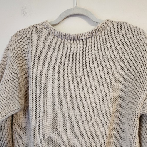 Herman Geist Cotton Blend Cable Knit Fisherman hand Knit Sweater Women Sz L - Picture 6 of 11