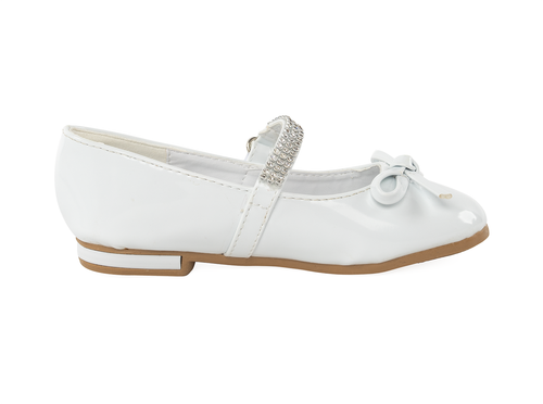 SALE - NEW Kids/Toddler Girl's Dress Shoe White/Patent Flat Rhinestone Strap - Picture 2 of 6