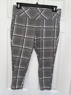 Torrid Pixie Pant Gray Pink Plaid 0 New without tags 12