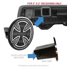 Custom Class 3 Tow Hitch Receiver 2" Insert Plug Truck & SUV - IRON CROSS BW
