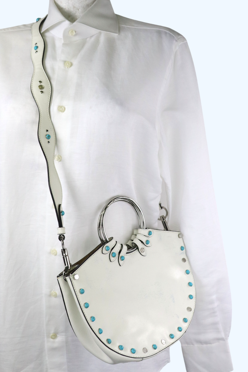 SANDRO Bag Women's ONE SIZE White Leather Semi Circle Shape