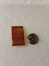 Vintage 1988 Seoul Korea Visa Olympic Sponsor Enamel Lapel/Hat Pin Red
